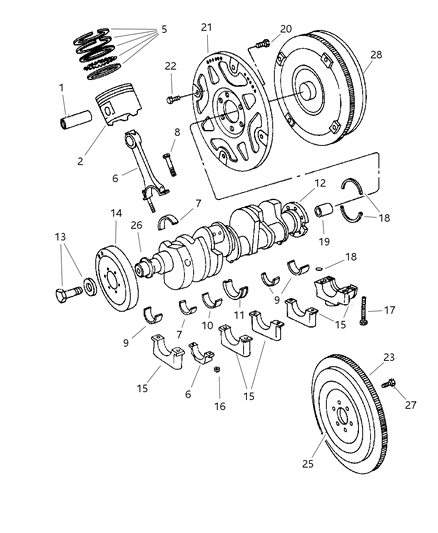 1984 Chrysler Fifth Avenue Piston Pin And Rod B - Size Diagram for 4778872AD