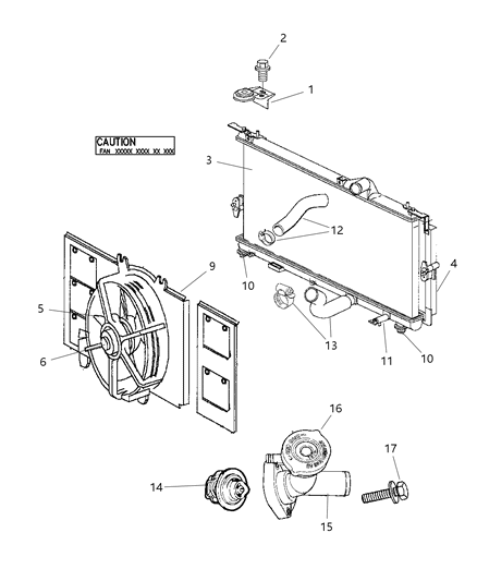 Hose And Clamp Radiator Inlet Diagram for 5278030AD