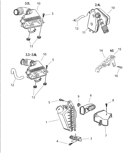 2006 Dodge Charger Cleaner Assembly, Air, Complete Diagram for 4213583