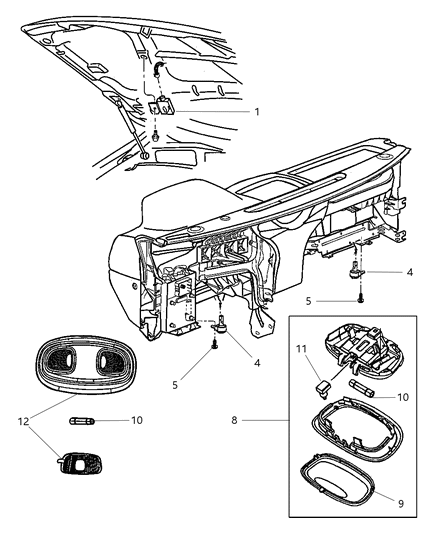 Lens Lamp Module Grab Handle Diagram for 55196759AA