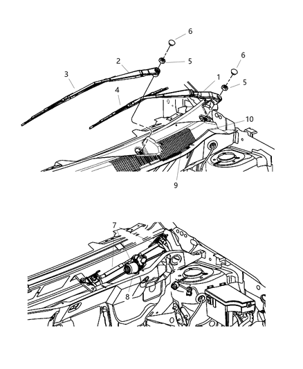2011 Dodge Charger Motor And Linkage Windshield Wiper Diagram for 5303827AE