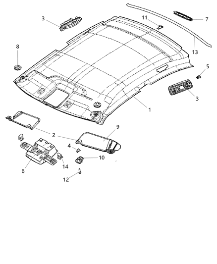 Visor Illuminated Diagram for 1RW78DX9AD
