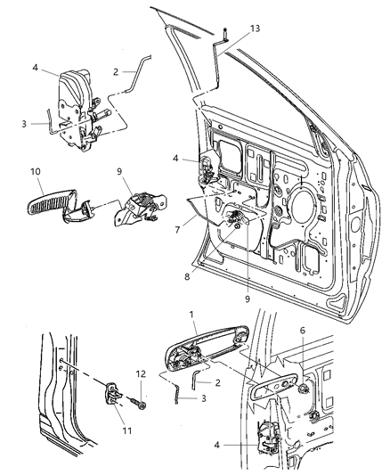 1988 Chrysler Fifth Avenue Latch Front Door Diagram for 55276888AB