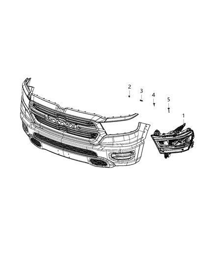 2020 Ram 1500 Headlamp Diagram for 68316083AH