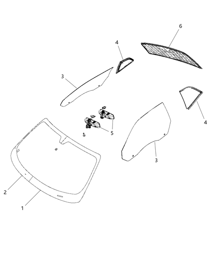 Glass Quarter Window, Rear Passenger Side Diagram for 68234216AA