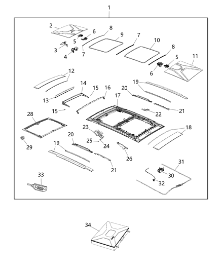 Lever Sunroof Panel Diagram for 68324501AA