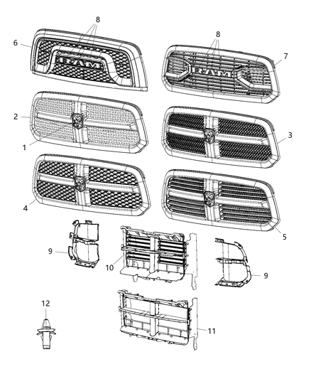 Grille Radiator Diagram for 5QX141S2AA