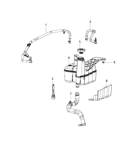 1990 Chrysler LeBaron Cap Coolant Recovery Bottle Diagram for 68096261AA