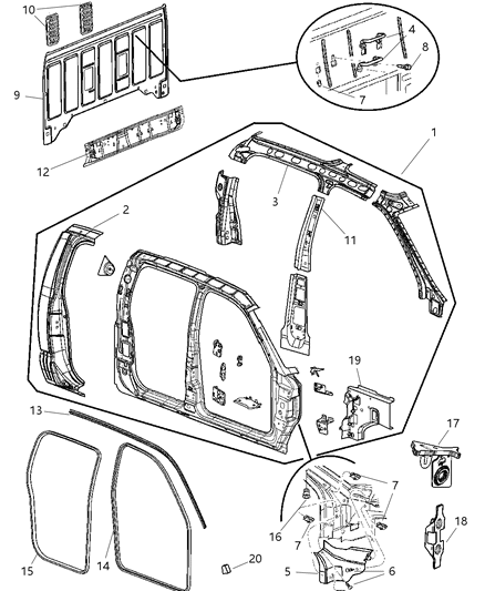 Reinforcement Bodyside Aperture Extension Diagram for 55359682AA
