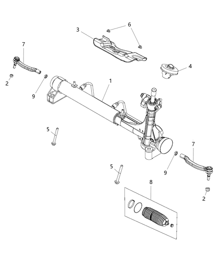 1999 Jeep Cherokee Gear Rack And Pinion [Inner Tie Rods Serviced] Diagram for 68225823AA