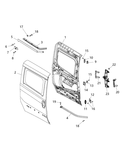 Panel Rear Door Outer Repair Diagram for 68266390AA