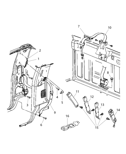 1986 Jeep Cherokee Seat Belt Front Inner Left, Buckle Diagram for 5KQ431DVAA