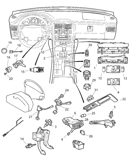 Bezel Center Console Diagram for 1BR57XZAAA