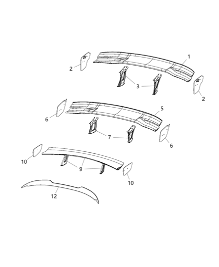 2025 Jeep Wagoneer Spoiler Liftgate Diagram for 6FL62XXXAA