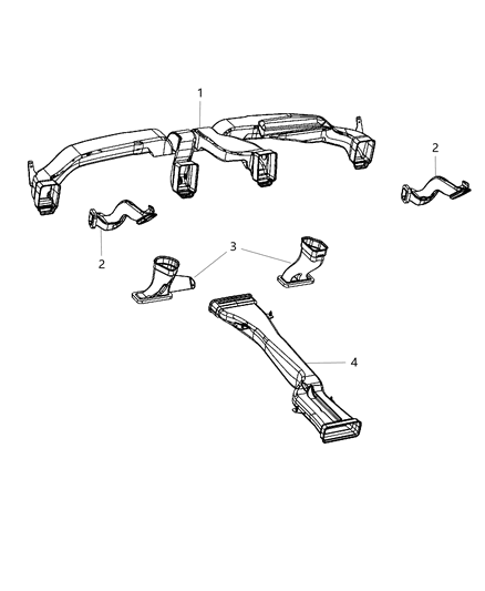 2010 Dodge Ram 3500 Duct Center Distribution Diagram for 68086471AA