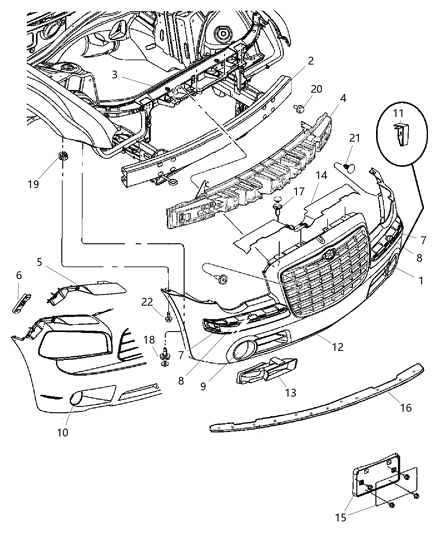 Crossmember Front Support Headlamp Diagram for 4805843AJ