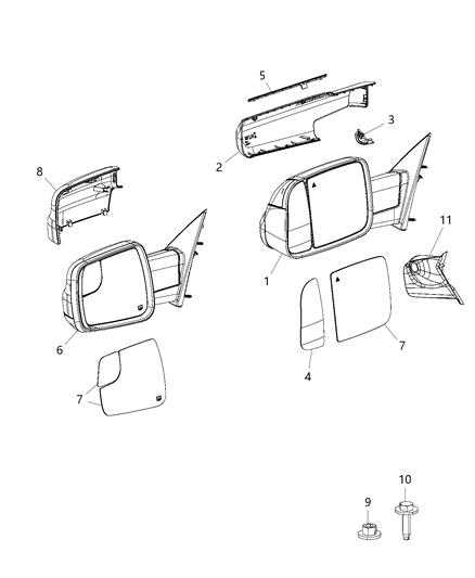 Mirror Outside Rearview, Refer To Group 008 For Parts Diagram for 68460960AA