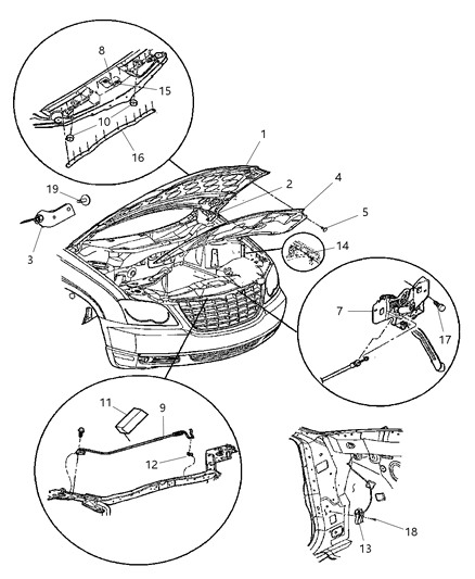 2008 Dodge Durango Latch Hood Diagram for 4719787AA