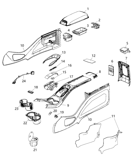 End Cap Console Diagram for 1VF33GT5AA