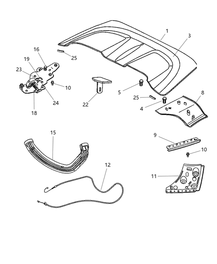 2008 Chrysler Crossfire Guide Soft Top Cable Diagram for 5170066AB