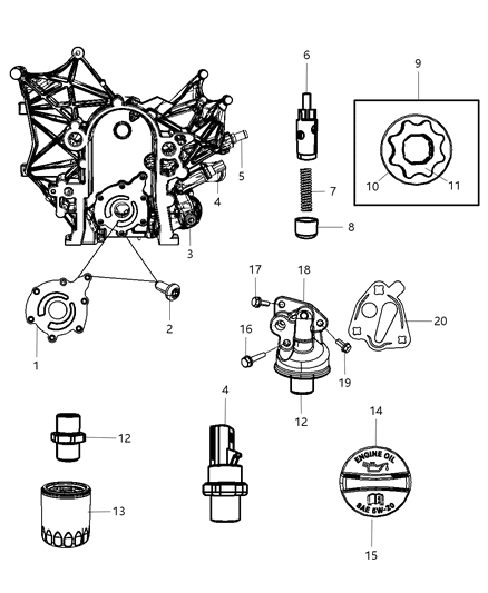 Oil Pressure Sending Unit Diagram for 5149098AA