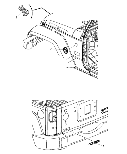1986 Jeep J10 Nameplate Front Fender Oscar Mike Diagram for 68093911AA