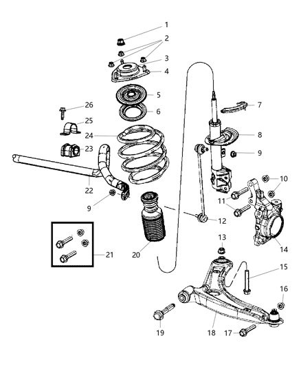 Knuckle And Hub Front Diagram for 5085702AI