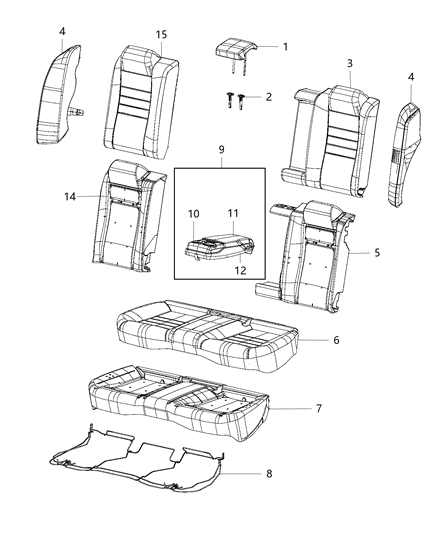2008 Dodge Ram 2500 Bin Armrest Storage Base Diagram for 1VV33ND2AB
