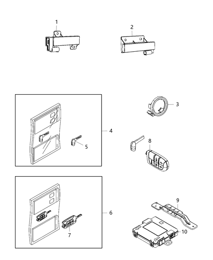 Receiver Wireless Ignition Node, Roof Hub (RF) Diagram for 68439572AA