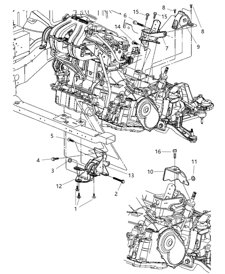 2012 Dodge Charger Bracket Engine Mount Diagram for 4861574AC