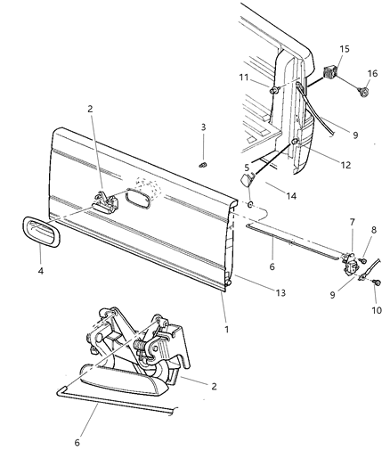 2004 Chrysler PT Cruiser Cable Tailgate Diagram for 55174827AB
