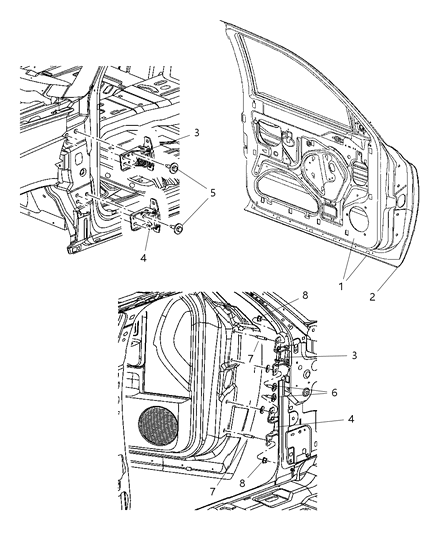 2006 Dodge Dakota Door Front Diagram for 55359309AC