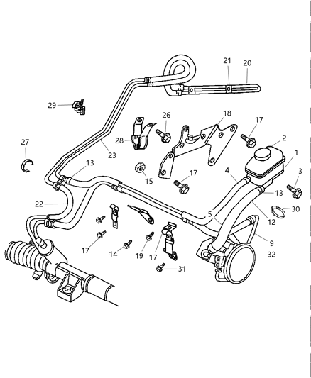 Tube Power Steering Return Diagram for 4764348AA