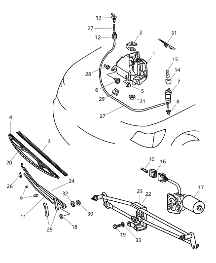 2002 Dodge Sprinter 2500 Linkage Wiper Arm Diagram for 5133991AA