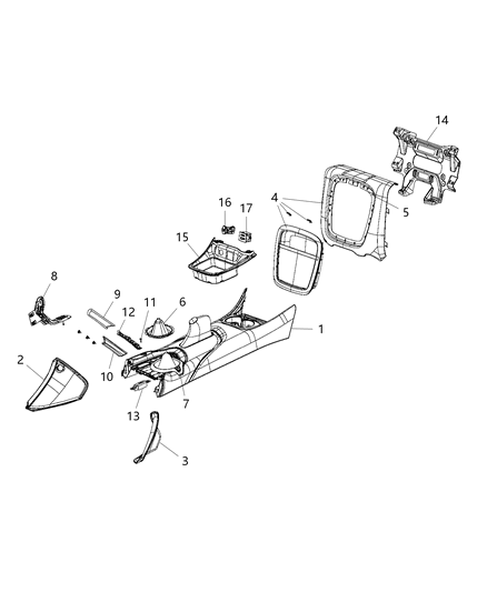 Rear Trim, Black Stitch, Lower Diagram for 1WU67DX9AA