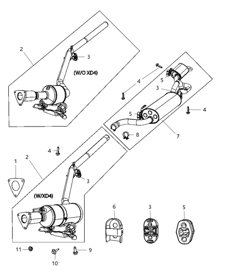 Pipe And Converter Exhaust Diagram for 68085280AB