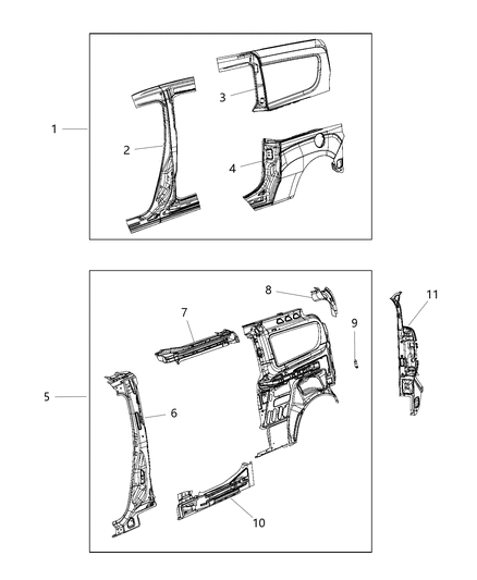 2016 Ram ProMaster City Reinforcement Side Rail Diagram for 68337192AA