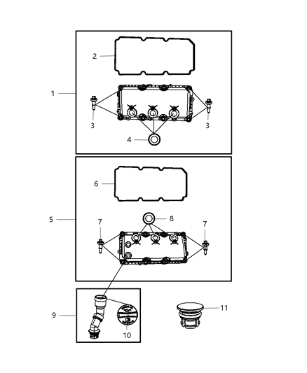 Cover Cylinder Head Includes Items 2, 6, 7 Diagram for 4892206AB