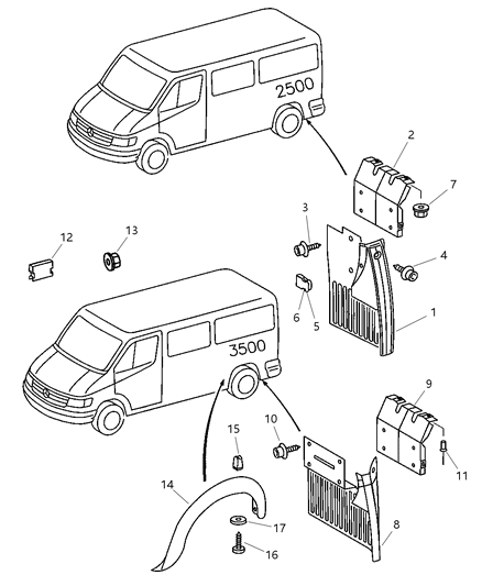 Molding Wheel Opening Flare Diagram for 5125142AA