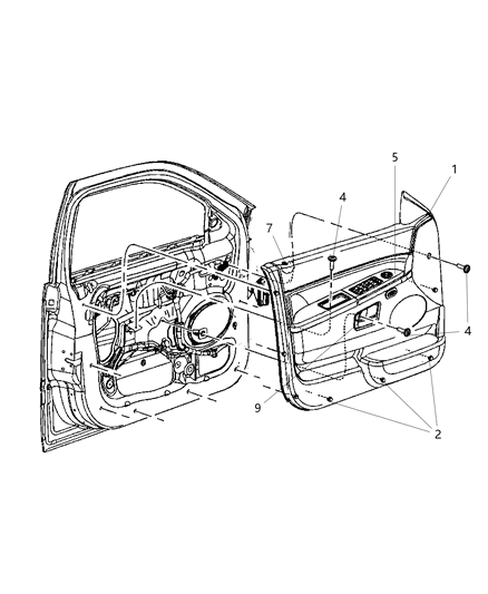 Panel Front Door Trim Diagram for 1DV972J8AB