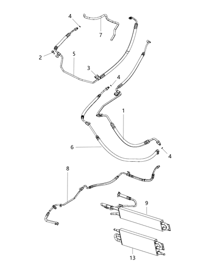 Hose Power Steering Return Diagram for 68078545AF