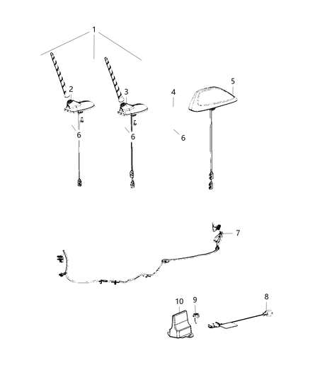 Antenna Base Cable And Bracket Diagram for 5091873AA