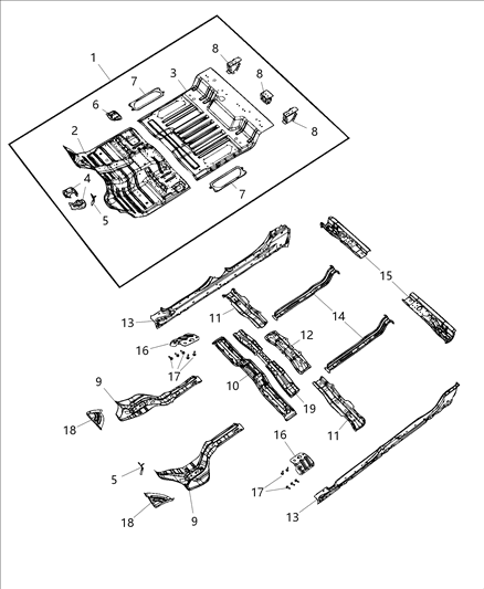 Inner Rocker, Passenger Side Diagram for 68276772AE
