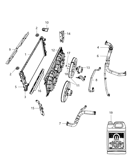 Hose Radiator Inlet Radiator Inlet Hose Assembly Diagram for 5058482AG