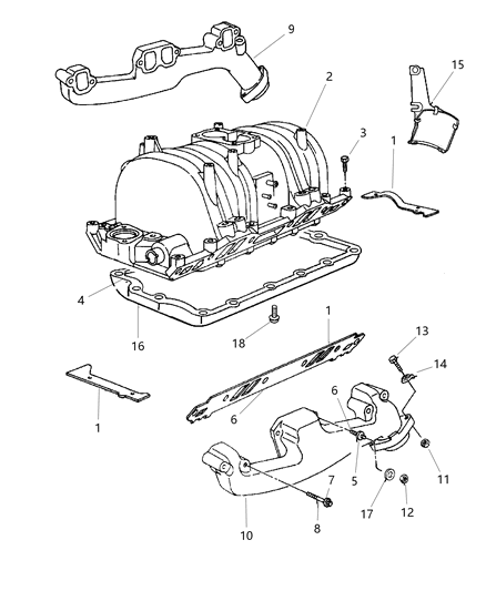 1993 Dodge Daytona Gasket Package Intake Manifold Diagram for 4897383AA