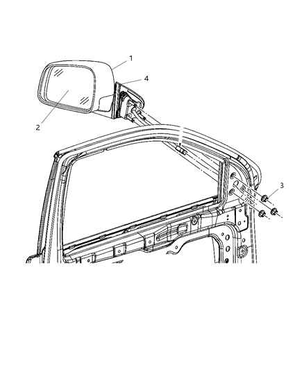 Mirror Outside Rearview Diagram for 55000946AD