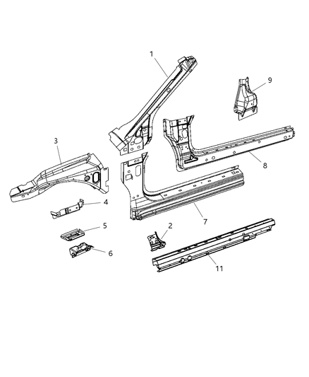 2009 Chrysler Sebring Frame Windshield Diagram for 5008735AE