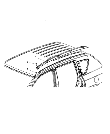 1991 Chrysler Town & Country Side Rail Roof Rack Diagram for 5303807AA