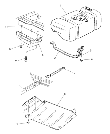 J Bolt Fuel Tank Support Diagram for 52100362AA