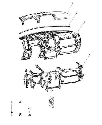 Instrument Panel Base Panel Diagram for 6PB071X9AC